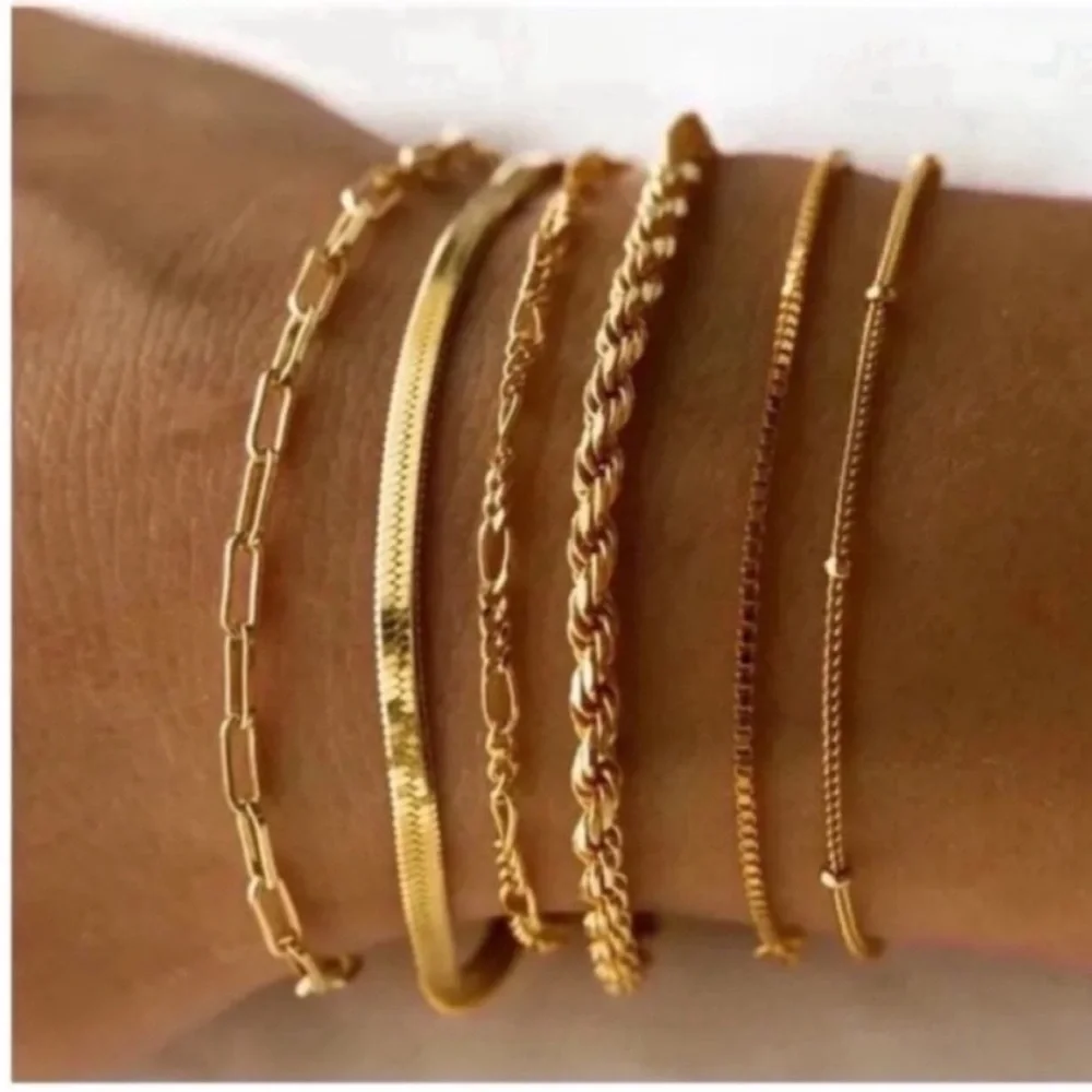 NWOT Anthropologie 14K Gold Plated Bracelet Stack Set